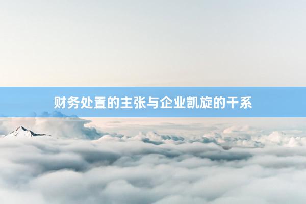 财务处置的主张与企业凯旋的干系